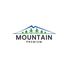 Simple Mountain with forest Logo Vector Design Template