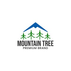 Forest with Mountain Peak Logo Design Vector Template