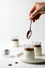 panna cotta with chocolate in a jar