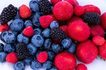 raspberries and blueberries