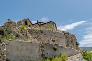 Some houses in the historic center of Castelluccio di Norcia, Italy, severely damaged by the 2016...