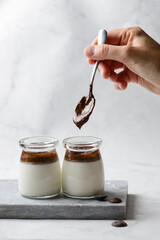 panna cotta with chocolate in a jar