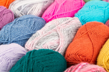 Stack of knitting yarn clews