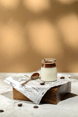 panna cotta with chocolate in a jar