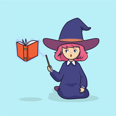 Cute little witch vector illustration