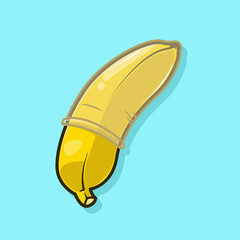 Condom and yellow banana safe sex illustration
