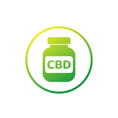 CBD oil bottle icon in circle