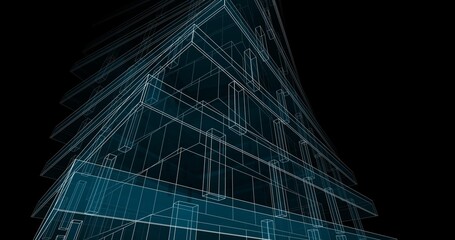 Modern architecture digital background 3d illustration