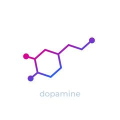 dopamine molecule icon on white