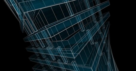 Modern architecture digital background 3d illustration