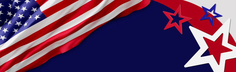 Obraz premium flag USA background design for independence, veterans, labor, memorial day. banner templates design. 3D illustration