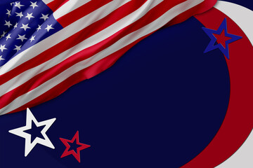 flag USA background design for independence, veterans, labor, memorial day. banner templates design. 3D illustration