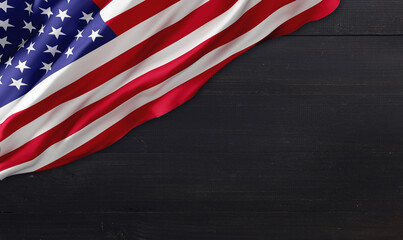flag USA on black wood background design 