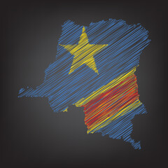 Scribble map of Democratic Republic of the Congo. Sketch Country map colors for infographic , brochures and presentations. Vector illustration eps 10.