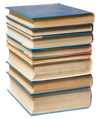 stacked old book isolated on white background