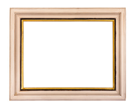 wide beige colored picture frame isolated