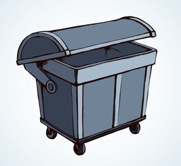 Large street trash can. Vector drawing