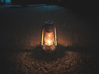 kerosene lamp or oil lantern in the night  © MAXIMPODPIVASOM