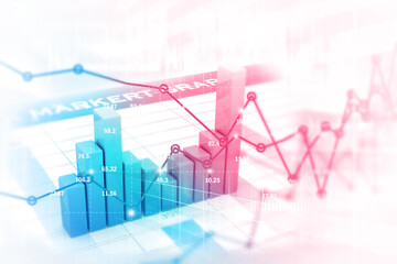 Economical stock market graph on business background. 3d illustration