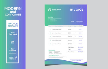Modern and corporate invoice design template