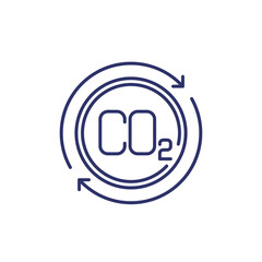 carbon offset and co2 gas reduction line icon