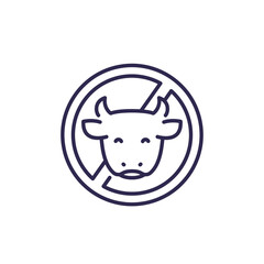 dairy free line icon with a cow
