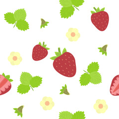 strawberry pattern, pattern of leaves, flowers and strawberries