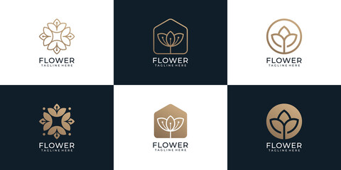 Set of minimalist flower beauty spa logo vector concept inspiration