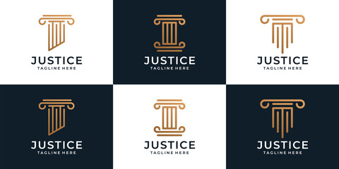 Set of creative justice legal attorney logo template