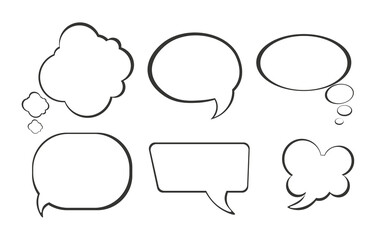 Bubble comic speech set. Clouds and bubbles for text dialogs. A sticker template for both social networks and printing. Design element. Cartoon flat vector illustration isolated on a white background