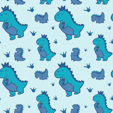 Seamless Dinosaur Pattern Animal Dark Blue Background with Purple Dino  Vector Illustration Stock Vector  Illustration of pattern baby 141740823