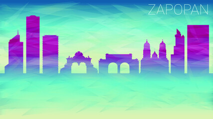 Zapopan Mexico Skyline City Icon. Broken Glass Abstract Geometric Dynamic Textured. Banner Background. Colorful Shape Composition.