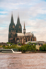panoramic view of cologne old town with cologne cathedral