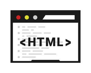 HTML code. Coding icon. Html popup window. Web page code. Illustration vector