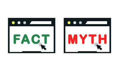 Facts myths sign. True or false. Illustration vector