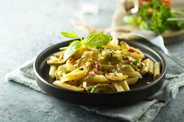 Pasta with zucchini and herbs