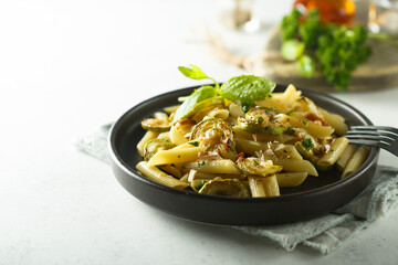 Pasta with zucchini and herbs