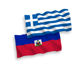 Flags of Greece and Republic of Haiti on a white background