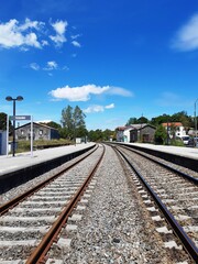 Fototapeta premium Línea de Ferrocarril en Teixeiro, Galicia