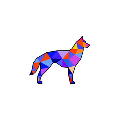 colorful siberian husky dog logo design vector illustration