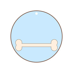 Dog tag with bone. Round shape. Vector template. Isolated illustration and clipart. 