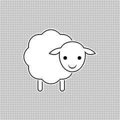 Baby sheep icon. Vector drawing. Lamb linear outline illustration. White silhouette.