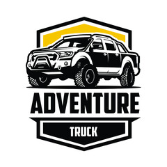 Fototapeta premium Adventure Truck Premium Logo in Badge Concept EPS. Ready Made Logo Template Set Vector Isolated