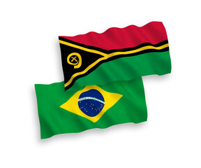 Flags of Brazil and Republic of Vanuatu on a white background