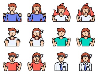 Positive Thinking And Motivation Avatar set, vector illustration