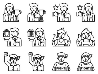 Positive Thinking And Motivation Avatar set 5, vector illustration