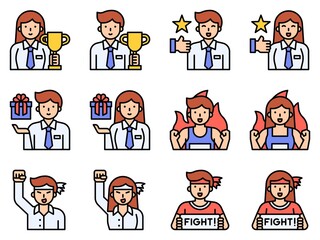 Positive Thinking And Motivation Avatar set 5, vector illustration