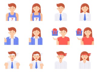 Positive Thinking And Motivation Avatar set 2, vector illustration