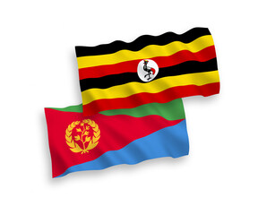 Flags of Eritrea and Uganda on a white background