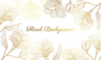 beautiful decorative hand drawn wedding golden floral background